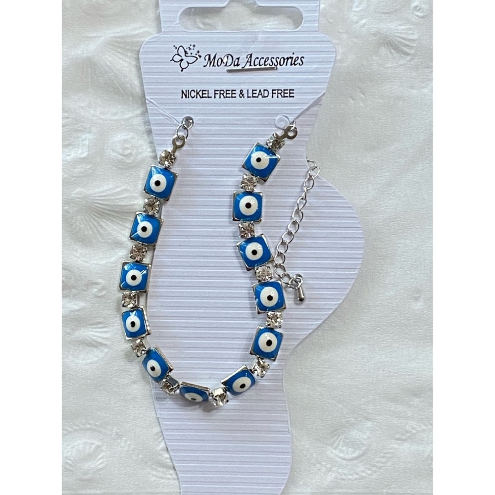 Evil eye 🧿 Silvertone Ladies Ankle Bracelet